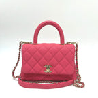Chanel Handbag Coco Handle Xxs 19 Caviar Leather Coral Pink Coral X