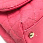 Chanel Handbag Coco Handle Xxs 19 Caviar Leather Coral Pink Coral X