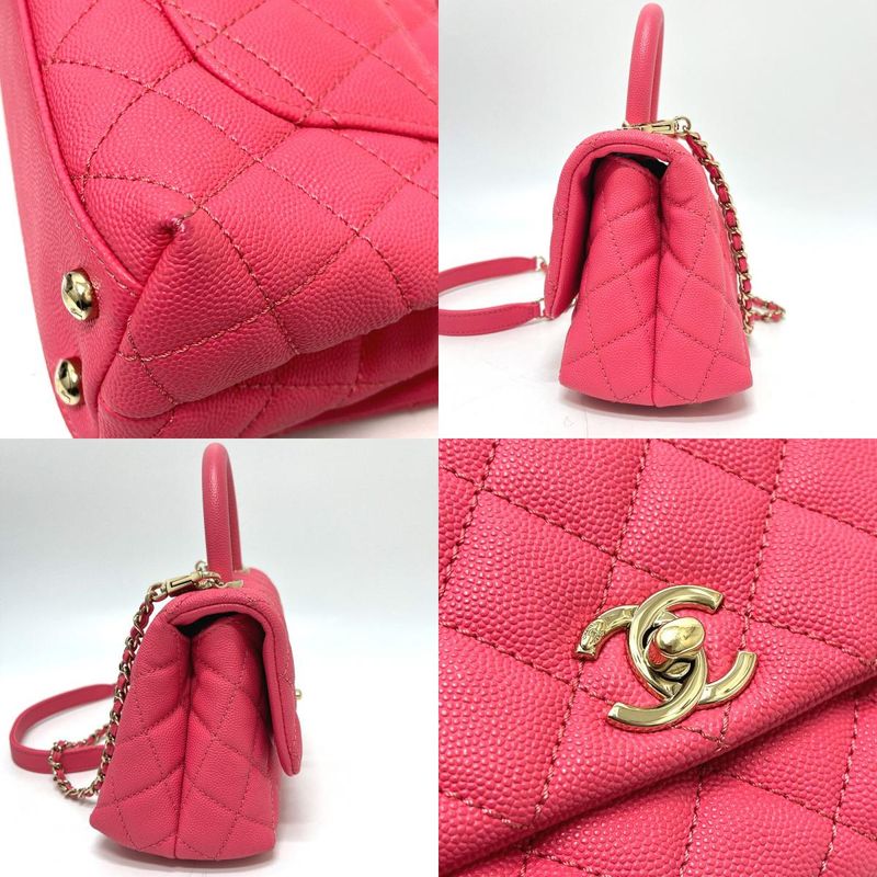 Chanel Handbag Coco Handle Xxs 19 Caviar Leather Coral Pink Coral X