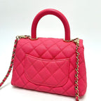 Chanel Handbag Coco Handle Xxs 19 Caviar Leather Coral Pink Coral X