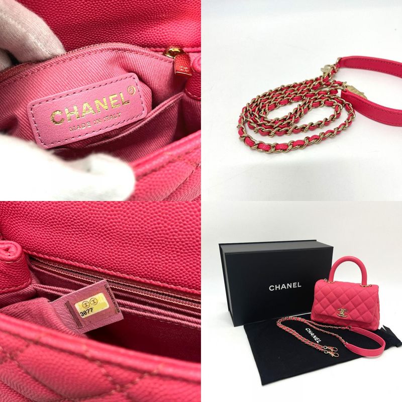 Chanel Handbag Coco Handle Xxs 19 Caviar Leather Coral Pink Coral X