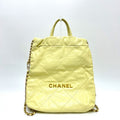 Chanel Backpack 22 Small Chain Leather Yellow