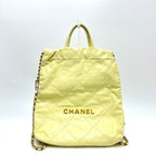 Chanel Backpack 22 Small Chain Leather Yellow