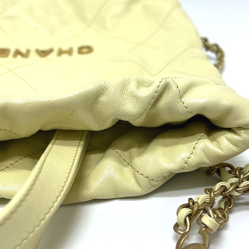 Chanel Backpack 22 Small Chain Leather Yellow