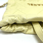 Chanel Backpack 22 Small Chain Leather Yellow
