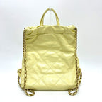 Chanel Backpack 22 Small Chain Leather Yellow