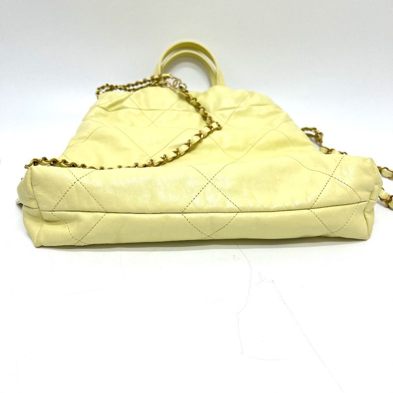 Chanel Backpack 22 Small Chain Leather Yellow
