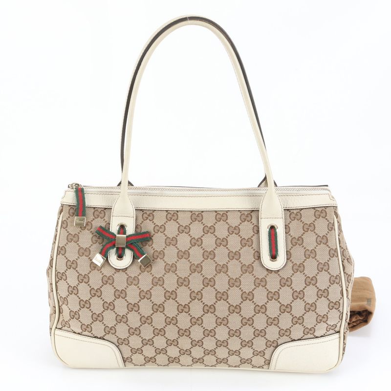Gucci GG Canvas Prince Leather Tote Shoulder