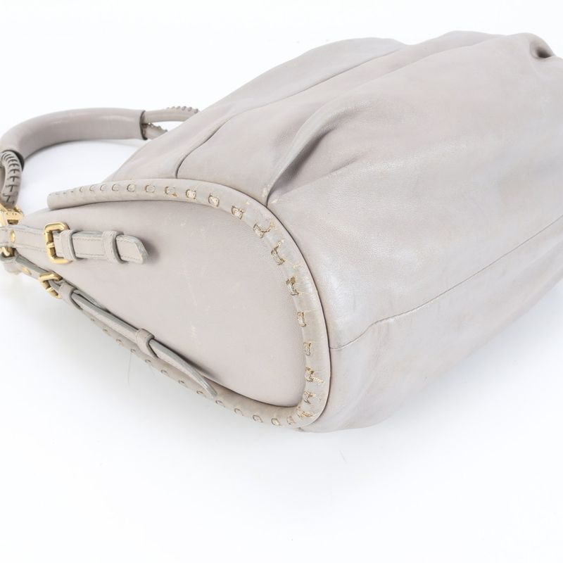 Dior Pleated Leather Shoulder Bag Hand Gray