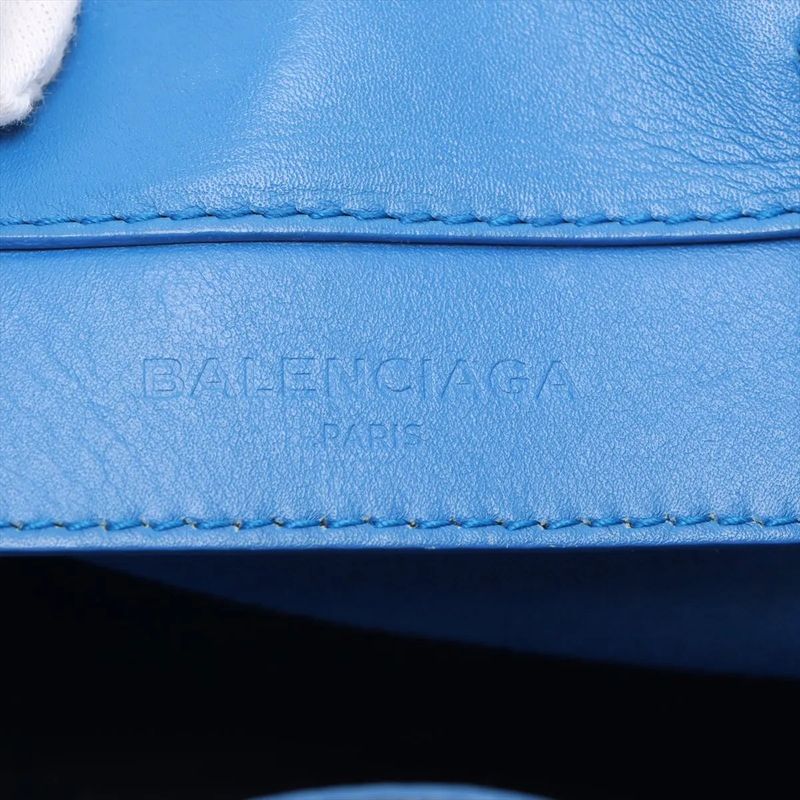Balenciaga Navy Bucket Leather Canvas Shoulder Bag