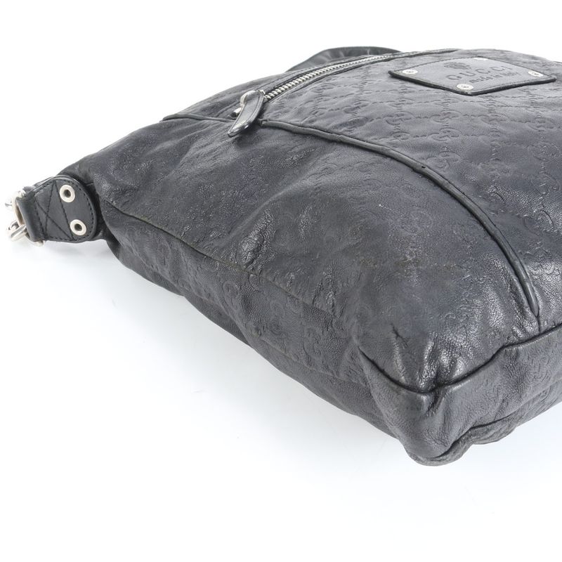 Guccissima Leather Shoulder Bag Crossbody Tote A4 Black