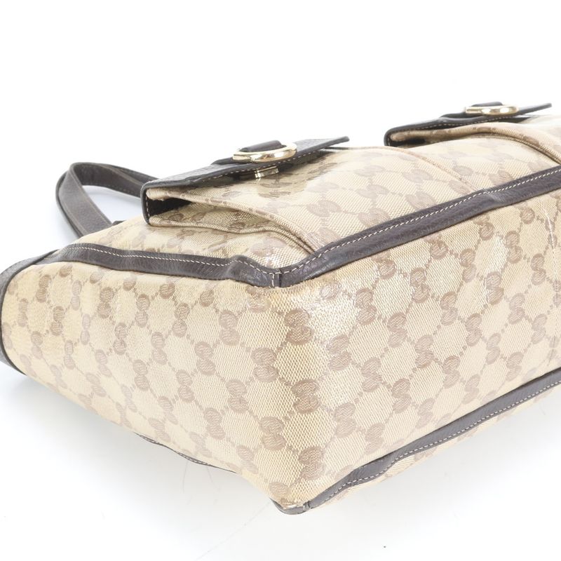 Gucci GG Crystal Leather Tote Shoulder Hand Gold
