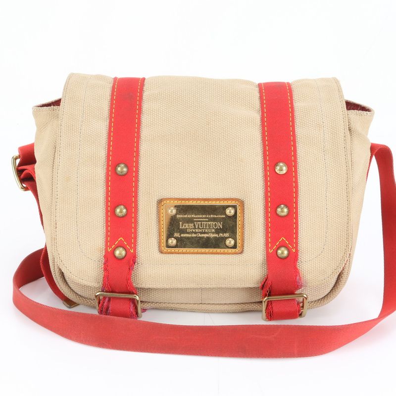 Louis Vuitton Antigua Besace PM Beige Shoulder Bag X Red