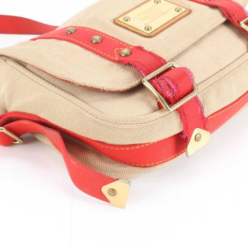 Louis Vuitton Antigua Besace PM Beige Shoulder Bag X Red