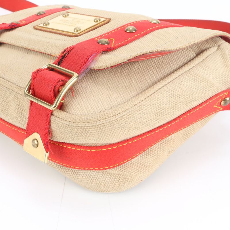 Louis Vuitton Antigua Besace PM Beige Shoulder Bag X Red