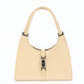 Gucci Jackie 002 Leather Tote Shoulder Hand Beige Silver