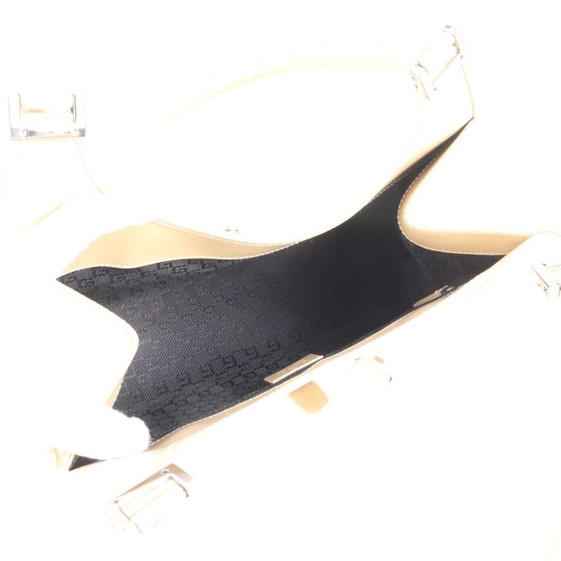 Gucci Jackie 002 Leather Tote Shoulder Hand Beige Silver