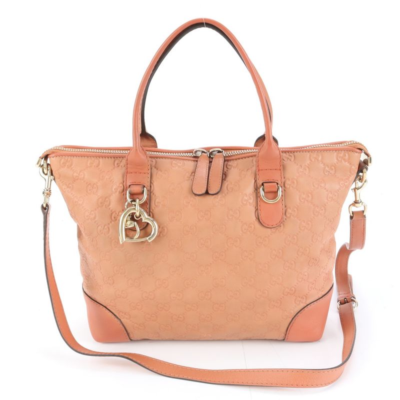 Guccissima Horsebit Leather 2-Way Shoulder Bag Crossbody Tote Coral Pink