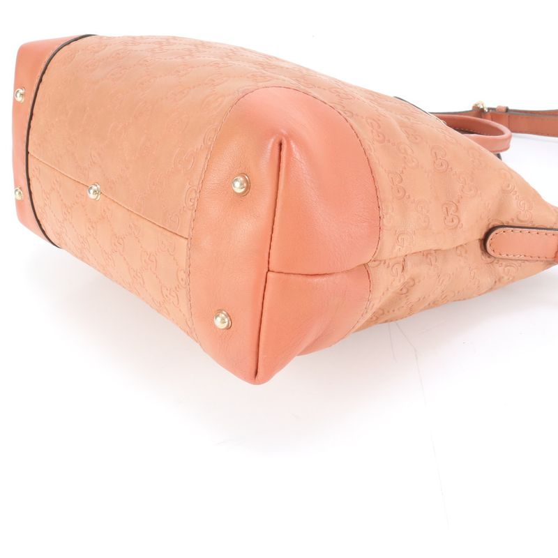 Guccissima Horsebit Leather 2-Way Shoulder Bag Crossbody Tote Coral Pink