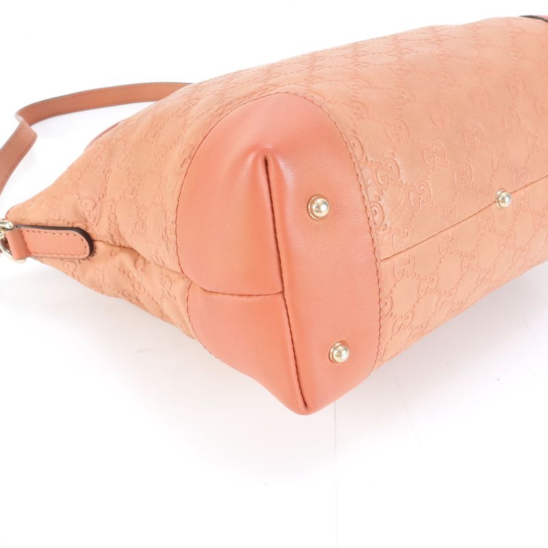 Guccissima Horsebit Leather 2-Way Shoulder Bag Crossbody Tote Coral Pink