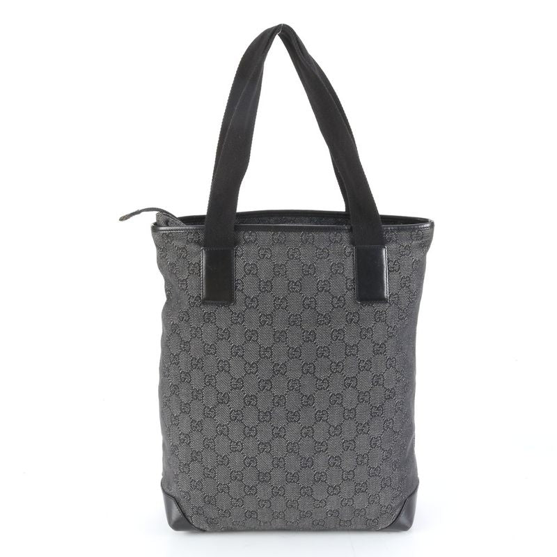 Gucci GG Canvas Leather Tote Shoulder Hand Black