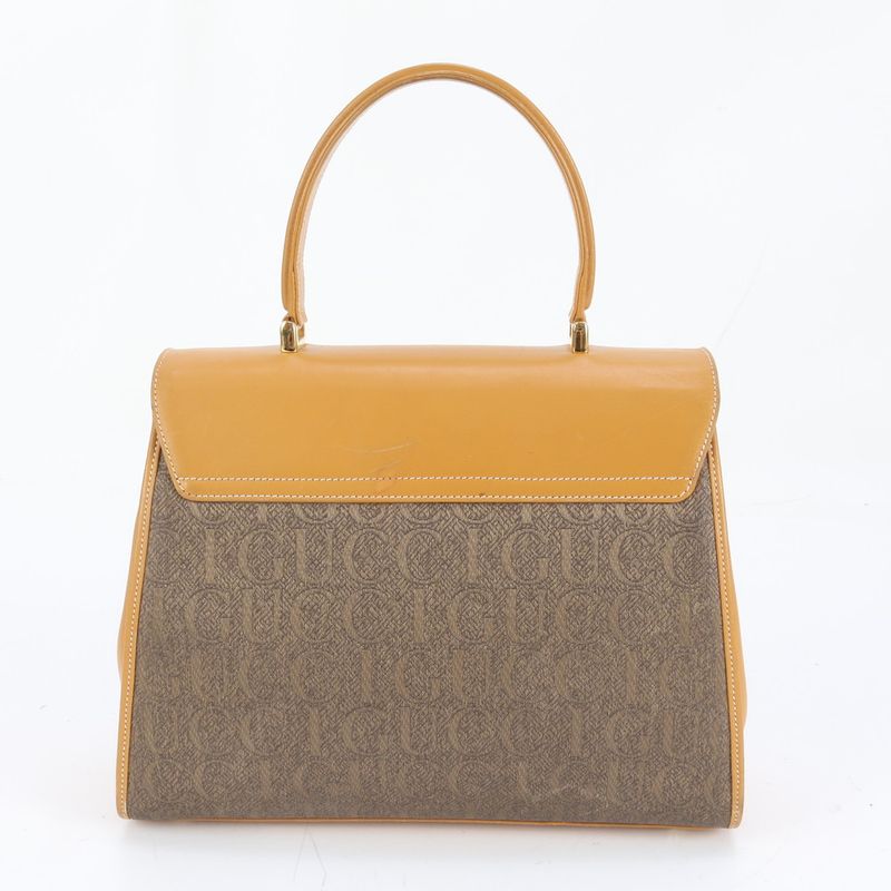 Gucci Vintage Leather Turnlock Handbag Top Handle Tote Brown Gold Master Do