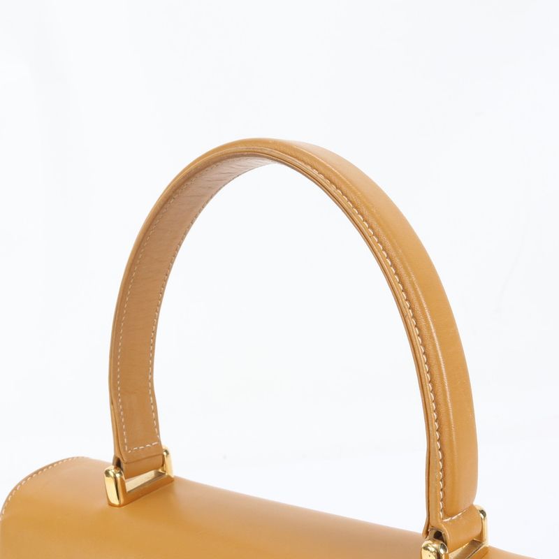 Gucci Vintage Leather Turnlock Handbag Top Handle Tote Brown Gold Master Do