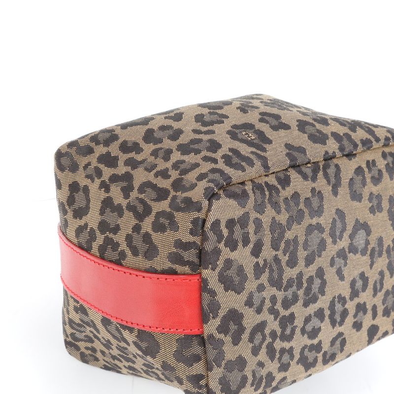 Fendi Leopard Print Leather Vanity Handbag Pouch Gold