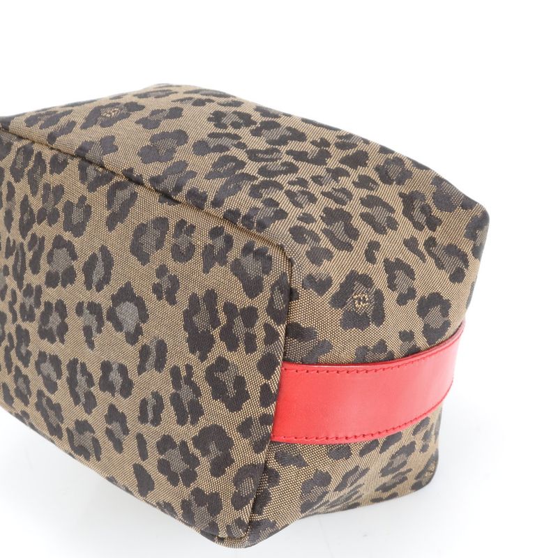 Fendi Leopard Print Leather Vanity Handbag Pouch Gold