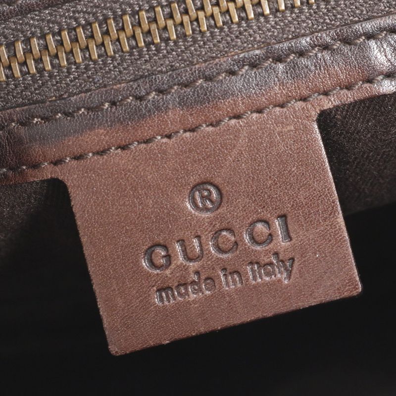 Gucci GG Canvas Braided Shoulder Leather Tote Hand Brown