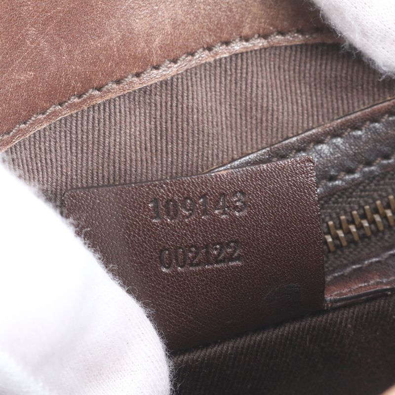 Gucci GG Canvas Braided Shoulder Leather Tote Hand Brown
