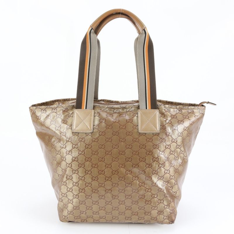 Gucci GG Crystal Leather Tote Shoulder Hand Gold A4 Rnm
