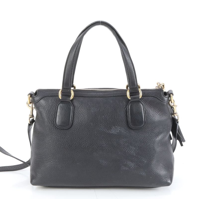 Gucci Soho Leather 2-Way Shoulder Bag Crossbody Black Hand Tote