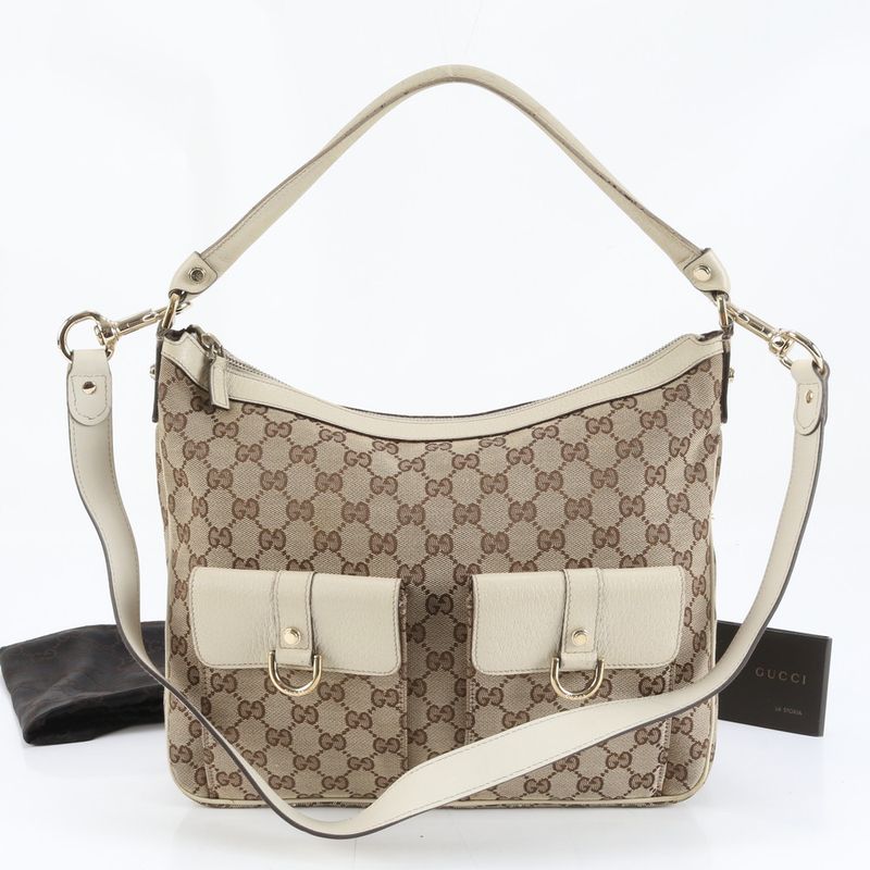 Gucci GG Canvas Leather Shoulder Bag Tote