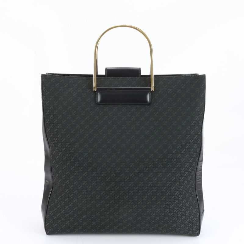 Loewe Anagram Repeat Leather Canvas Tote Hand Black