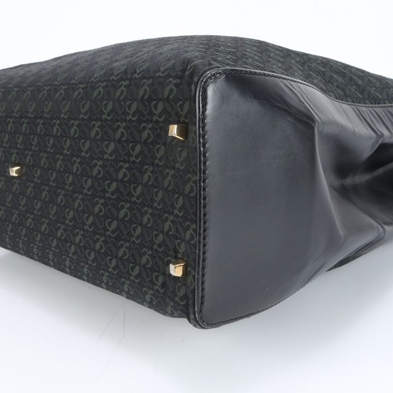 Loewe Anagram Repeat Leather Canvas Tote Hand Black