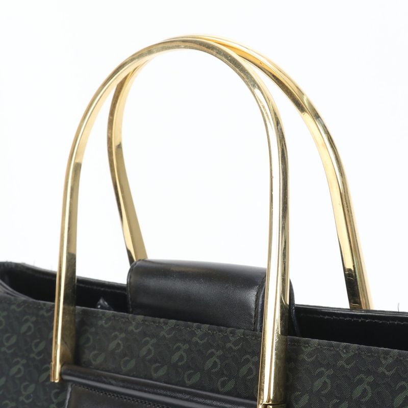 Loewe Anagram Repeat Leather Canvas Tote Hand Black