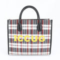 Gucci Iccug Plaid Pattern Leather Canvas Tote