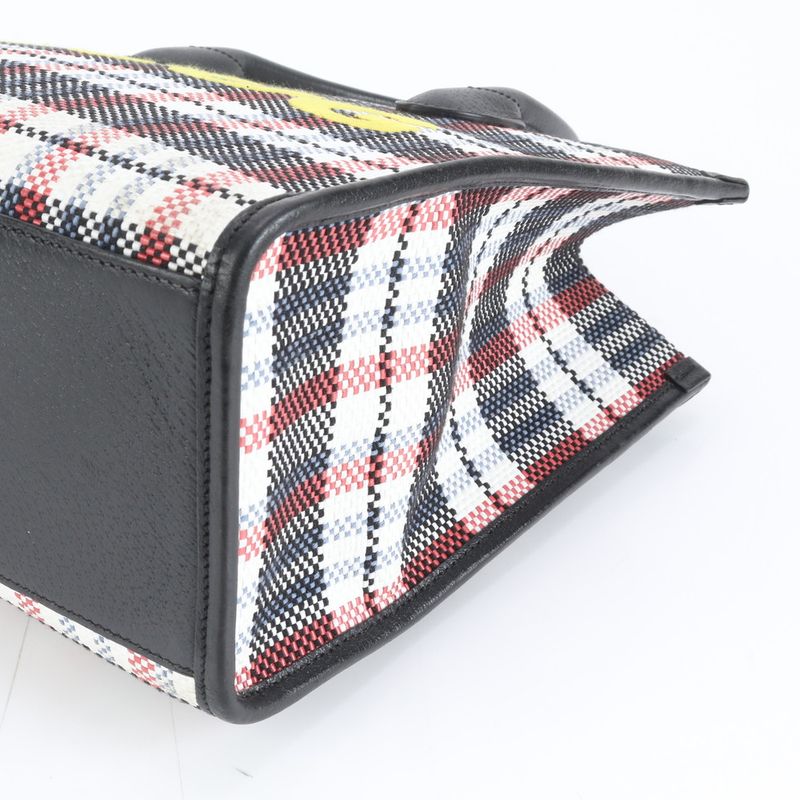 Gucci Iccug Plaid Pattern Leather Canvas Tote