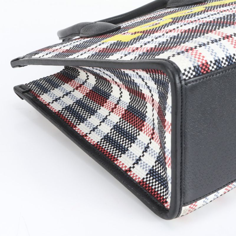 Gucci Iccug Plaid Pattern Leather Canvas Tote