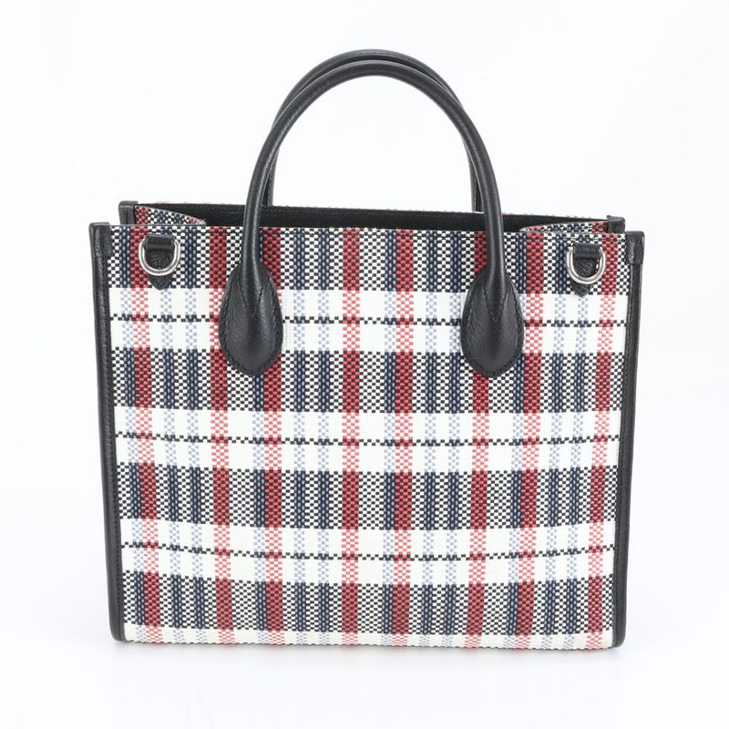 Gucci Iccug Plaid Pattern Leather Canvas Tote