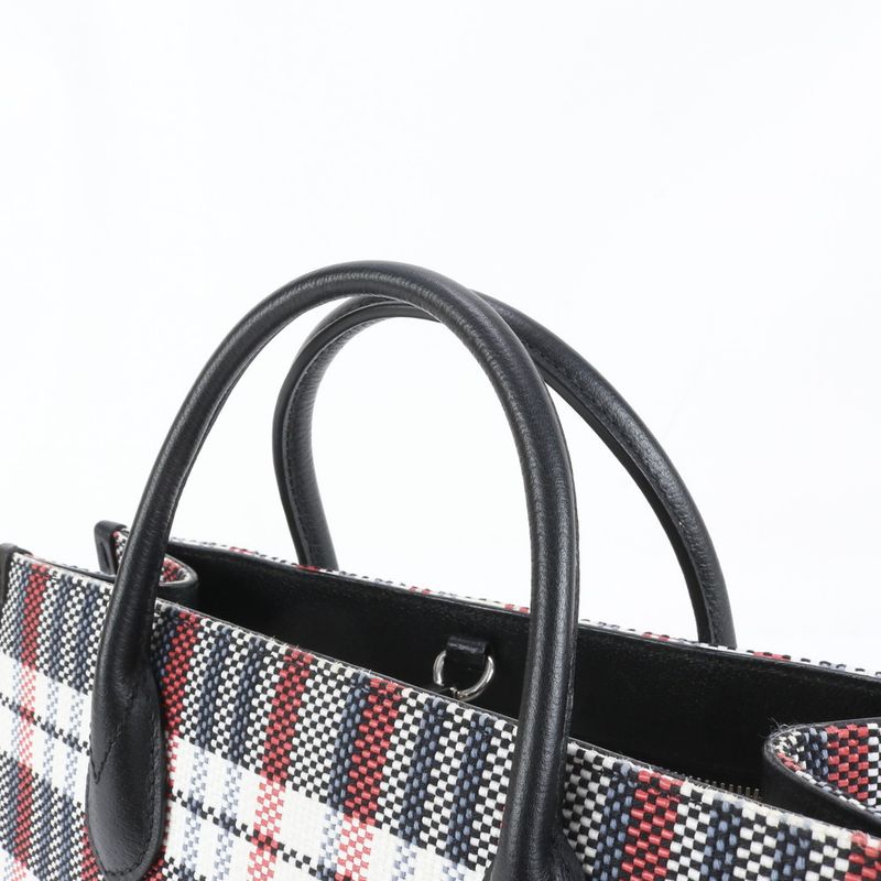 Gucci Iccug Plaid Pattern Leather Canvas Tote