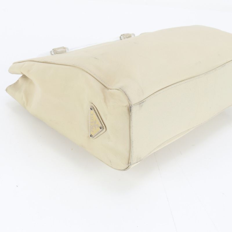 Prada Tessuto Nylon Clear Handle Triangle Logo Handbag Tote Eem