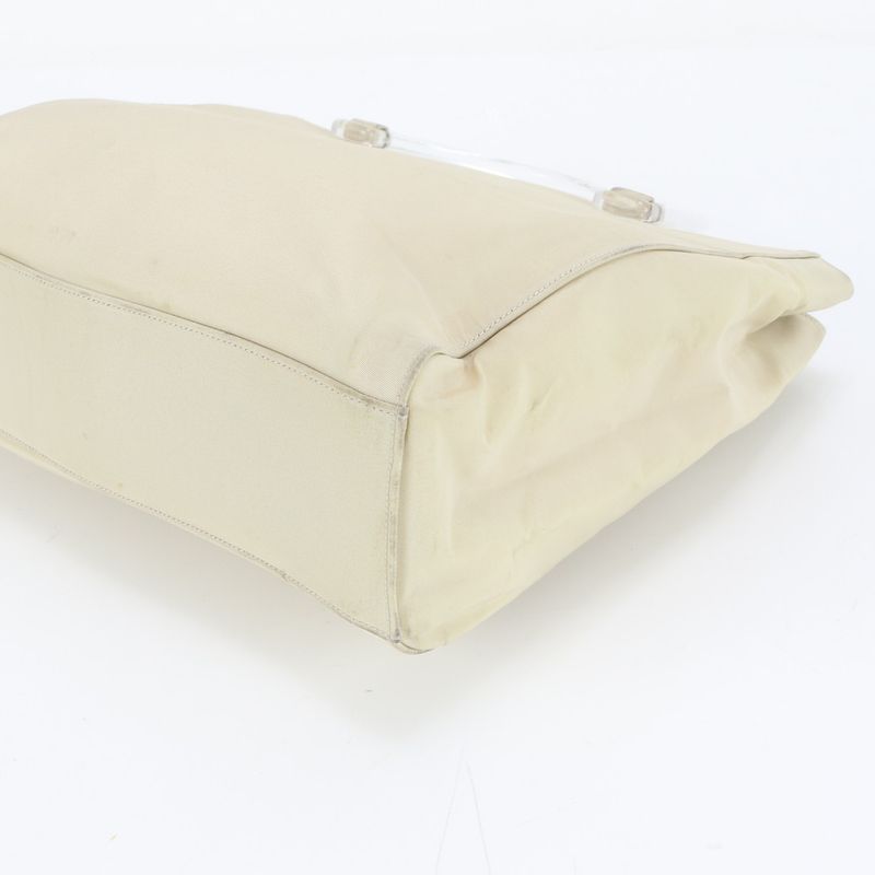 Prada Tessuto Nylon Clear Handle Triangle Logo Handbag Tote Eem