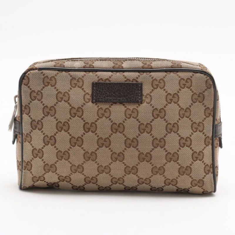 Gucci GG Canvas Leather 2-Way Belt Bag Crossbody Waist Pouch