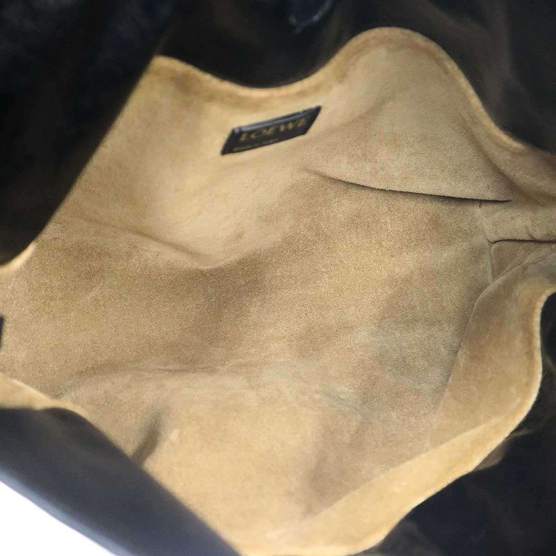 Loewe Flamenco Clutch Patent Leather Shoulder Bag Black