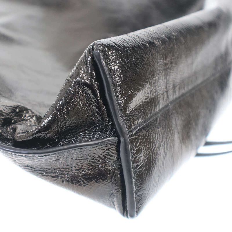 Loewe Flamenco Clutch Patent Leather Shoulder Bag Black