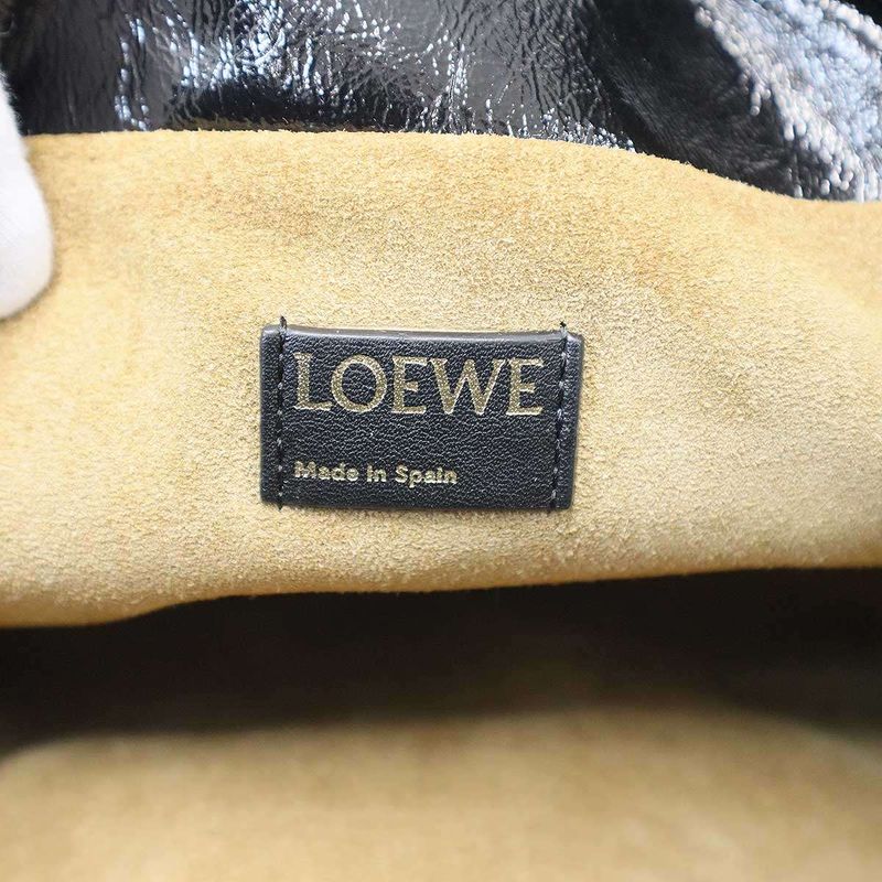 Loewe Flamenco Clutch Patent Leather Shoulder Bag Black