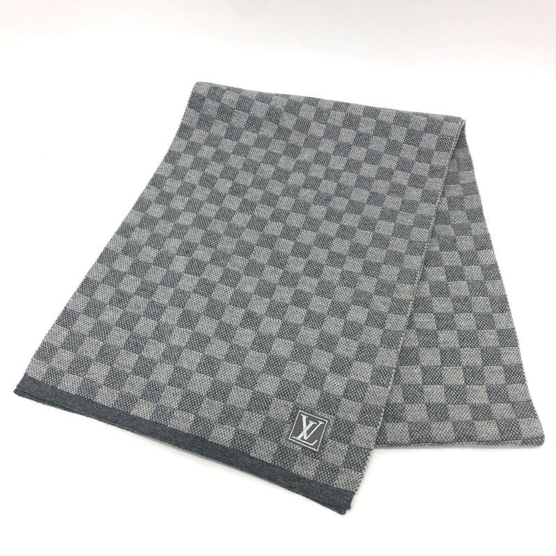 Louis Vuitton Scarf Echarpe Petit Damier Wool Gray
