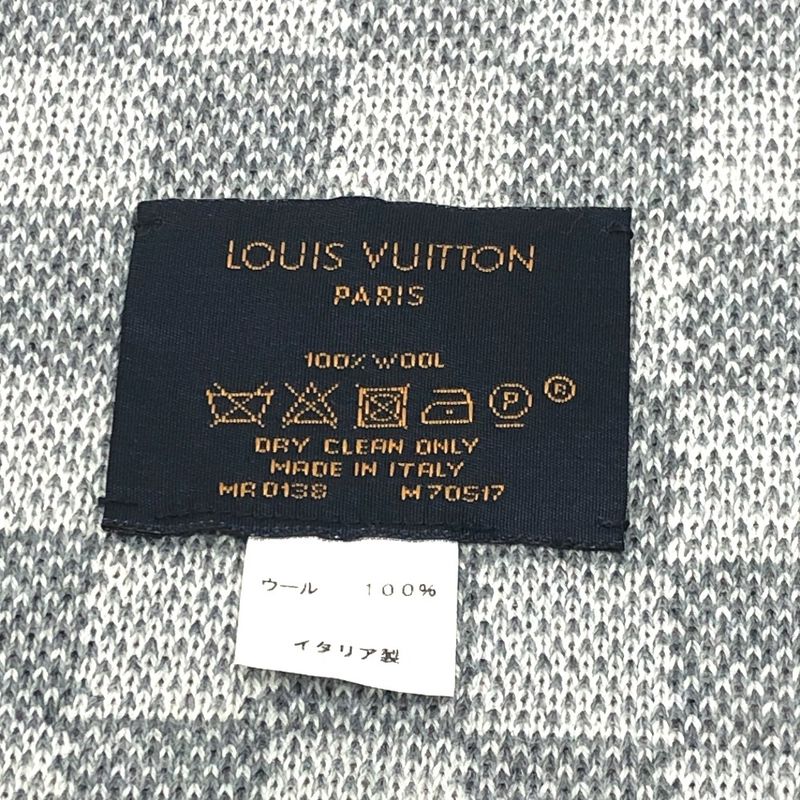 Louis Vuitton Scarf Echarpe Petit Damier Wool Gray